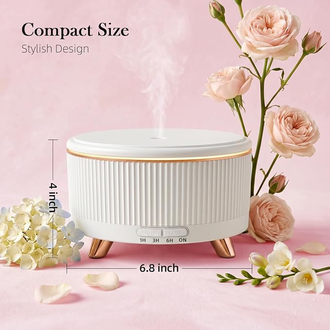 Premium Ultrasonic Essential Oil Diffuser: 500ML Large Capacity, 7-Color Mood Lighting, Remote Control, Timer, Cool Mist Humidifier for Long-Lasting Aromatherapy in Home, Bedroom, Yoga (White)