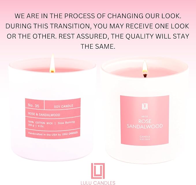 Lulu Candles | Rose & Sandalwood | Smells Floral & Woody | Luxury Scented Soy Jar Candle | Hand Poured in The USA | Highly Scented & Long Lasting (9 Oz. Limited Edition)