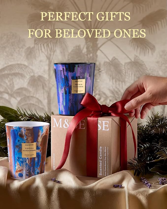 M&SENSE 3-Wick Dark Rose Large Soy Scented Candle, 35oz | 150H Burn Time, Non-Toxic, Luxury Summer Floral Aroma, Romantic Present for Women