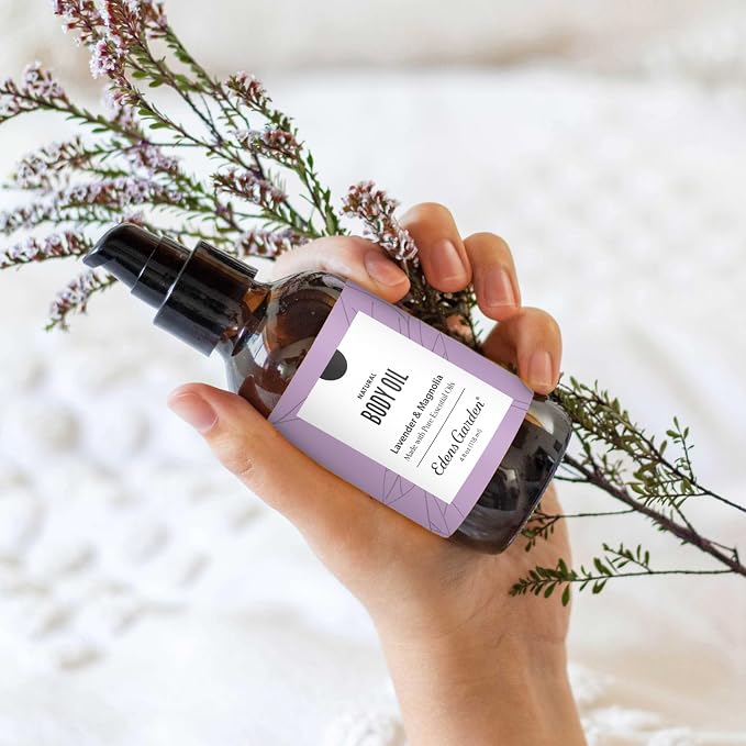 Edens Garden Lavender Magnolia Body & Bath Oil – Feminine Floral Blend with Pure Essential Oils & Vitamin E for Moisturizing Dry Skin – After Shower Scented Oil for Women’s Skin Care, 4 fl oz (118 ml)