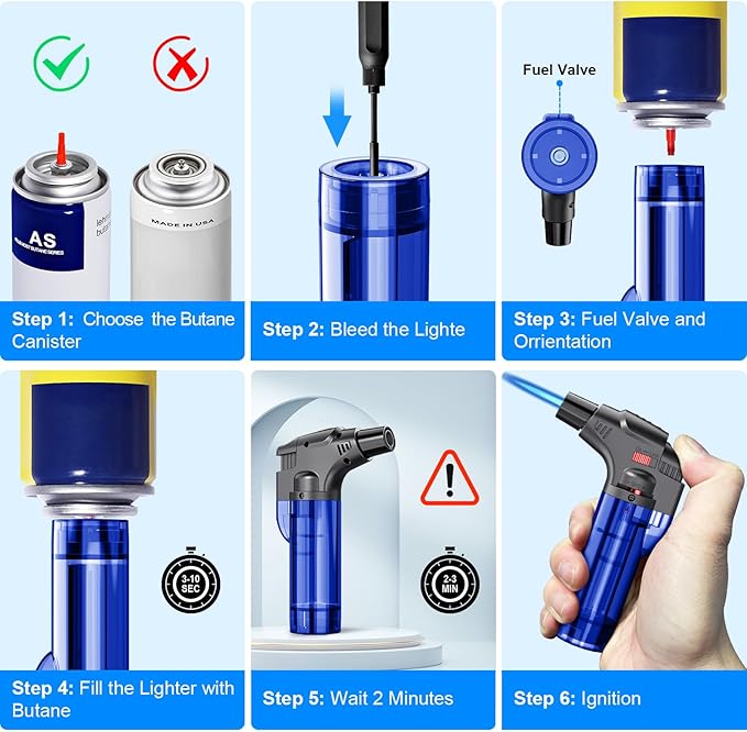 Torch Lighters, 4 Pack, Butane Refillable Jet Flame Torch Lighter, Windproof, Safe, Multi Utility Lighter for Candles, Fireplaces, Campfires, Grill (Without Butane) (Black/Red/Blue/Green)
