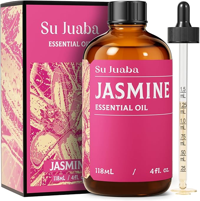 SU JUABA Jasmine Essential Oil 4 Oz, Aromatherapy Oil for Diffuser, Skin Care, Hair & Perfume Making - 118ML
