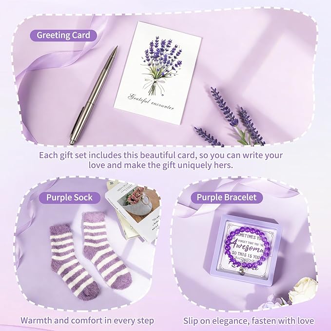 Birthday Gifts for Women, Self Care Gifts for Women, Lavender Spa Gift Basket Care Package for Her, 9-Piece Relaxing Gift Box with Tumbler, Candle, Eye Patches, Gift for Mom Wife Sister Girlfriend