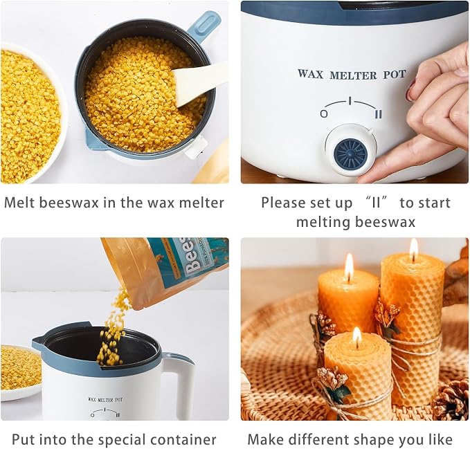 Beeswax Candle Making Kit with Electric Wax Melter for Adult, 5lbs Bees Wax for Candle Making and DIY Art&Craft