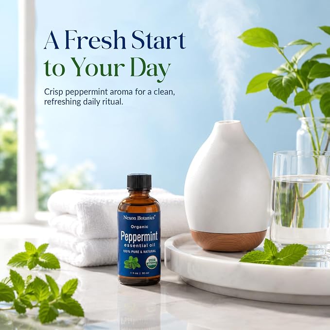 Organic Peppermint Essential Oil 30 ml - Pure, Natural Oils for Aromatherapy, Diffusers, DIY, Candle and Soap Making Scent - Nexon Botanics