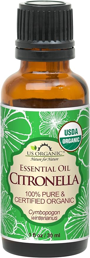 US Organic Citronella Essential Oil, USDA Certified, 100% Pure, 30 ml, Improved caps and droppers – Used for Skin Care, DIY Projects Like Candle Making and Much More