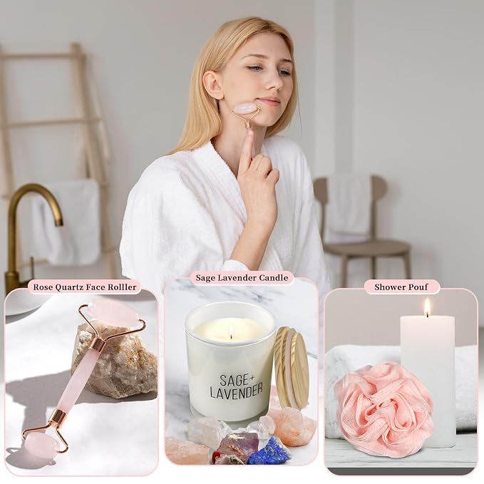 my novel things Birthday Gifts For Women, Bathrobe Set With Silky Sleep Mask, Spa Robe and Slippers set, Scented Candle Self Care 7 Pack Get Well Self-Care Gifts for Christmas Thanksgiven Day Red