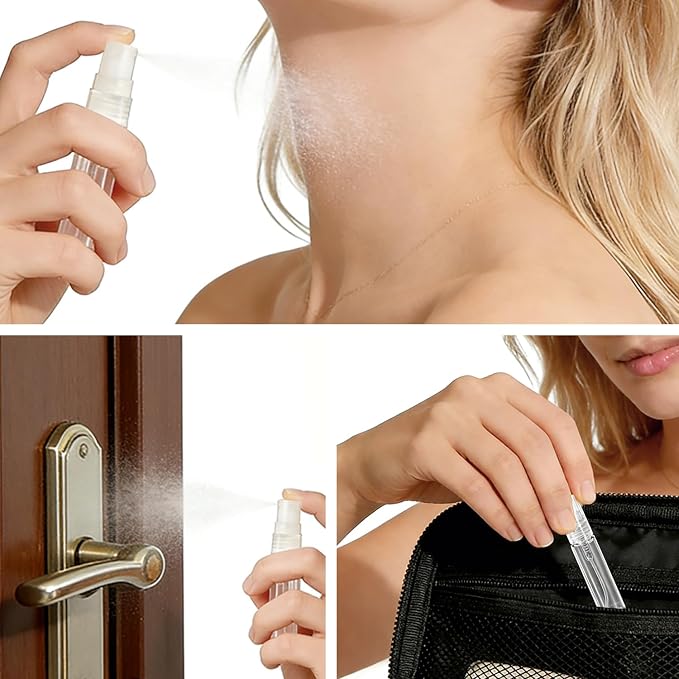 Beauty Factory Elfenstal- 25pcs Clear 5ml 1/6oz Glass Fine Mist Atomizer Bottle Spray Refillable Perfume Empty Bottle Glass Clean Cloth for Travel Party Must Makeup Tool