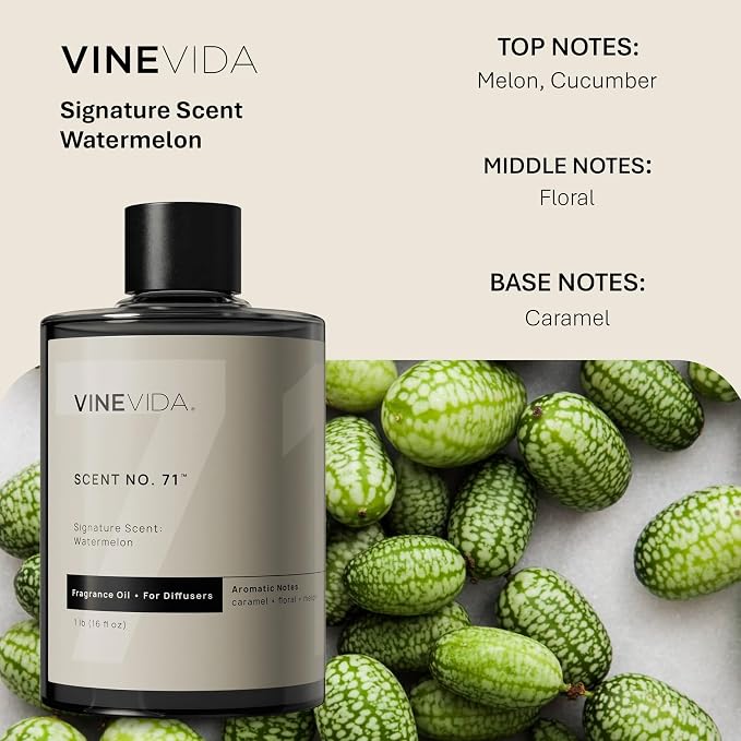 VINEVIDA [16 Fl Oz] Watermelon Fragrance Oil for Cold Air Diffusers, Essential Oils for Diffuser Oil Refill & Air Freshener Room Spray