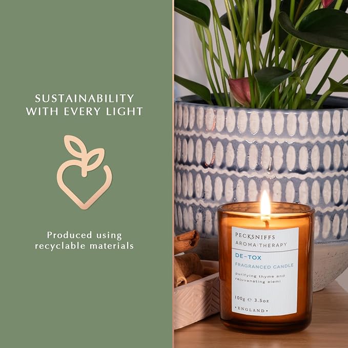 Pecksniff's De-tox Luxury Scented Candle | 1 Wick, 100 g/3.5 oz