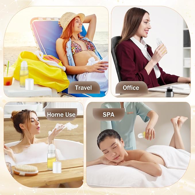 8 Pieces 30ml/1oz Clear Glass Essential Oil Roller Bottles,Empty Deodorant Roll On Bottles,Leak-Proof Cosmetic Container with Roller Balls for Perfume,Aromatherapy,Moisturizer