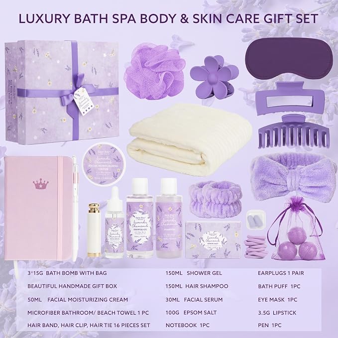 Get Well Soon Gifts for Women, 33 Pcs XXL Bath and Body Gift, Skin Care Set, Self Care Gifts Set, Mother's Day, Birthday, Home Spa Kit, Holiday, Christmas, facial care kit for Mom Her Wife Girlfriend