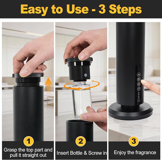 Hotel Waterless Scent Diffuser Starter Kit | 1500 Sq Ft Cold Air Essential Oil Diffuser with Bluetooth | Rechargeable Cordless Portable | Bedroom Office Home Spas | 4 X 20ml Hotel Essential Oil