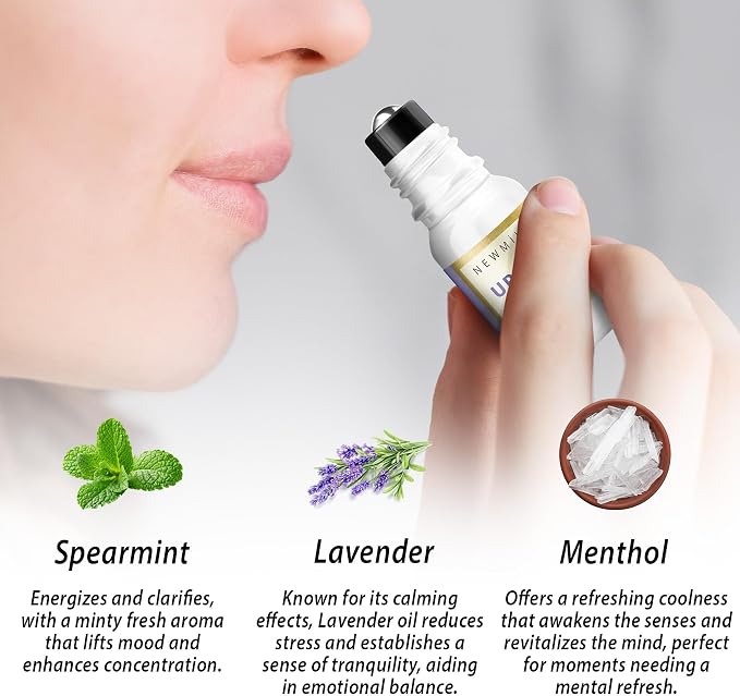 Migraine Roll On Stick - Menthol Fast Cooling Comfort for Your Headache Tension. Aromatherapy Essential Oils Blend Peppermint Lavender Spearmint. Self Care Calming Gift for Women Men. Made in USA