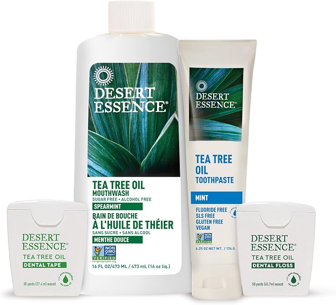 Desert Essence Tea Tree Oil Toothpaste - Mint - 6.25 Oz - Pack of 2 - Refreshing Taste - Deep Cleans Teeth & Gums - Helps Fight Plaque - Sea Salt - Pure Essential Oil - Baking Soda