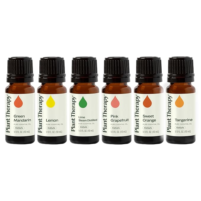 Plant Therapy Fruit Essential Oil Set - Grapefruit, Tangerine, Lemon, Mandarin, Lime, Orange Sweet Essential Oils, 100% Pure, Undiluted, for Diffusers & DIYs, 10 mL (1/3 oz) Each