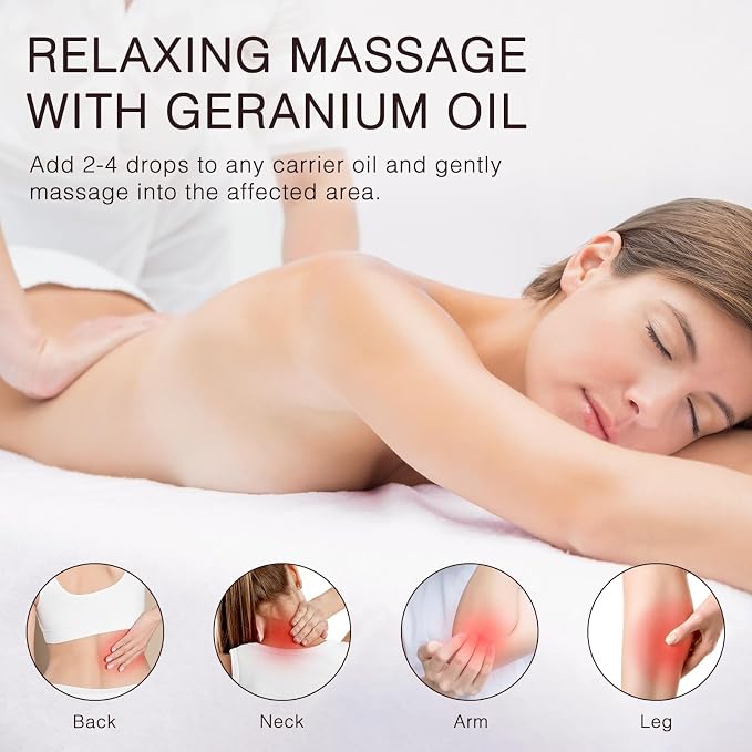 Geranium Essential Oil 100ML, 100% Pure Geranium Oils Aromatherapy Oil for Diffuser, Skin Care, Massage, Yoga, Home Fragrance, Soap and Candle Makings