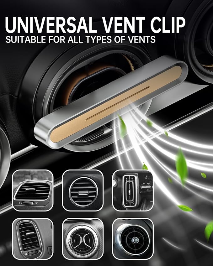 Car Diffusers for Essential Oils,Car Fragrance Diffuser Vent Clips, Includes 4 Scented Essential Oil Sticks and 6 Unscented DIY Refill Sticks (Golden, Fresh & Energizing)