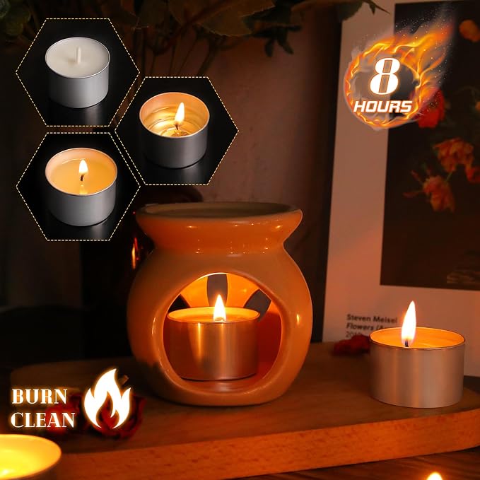 Soy Tealight Candles 50 Pack,8 Hours Long Burning Tealights Candles Bulk,Natural Soy Wax Tea Light Candle Paraffin-Free,Unscented Small Tea Candle for Emergency,Dinner