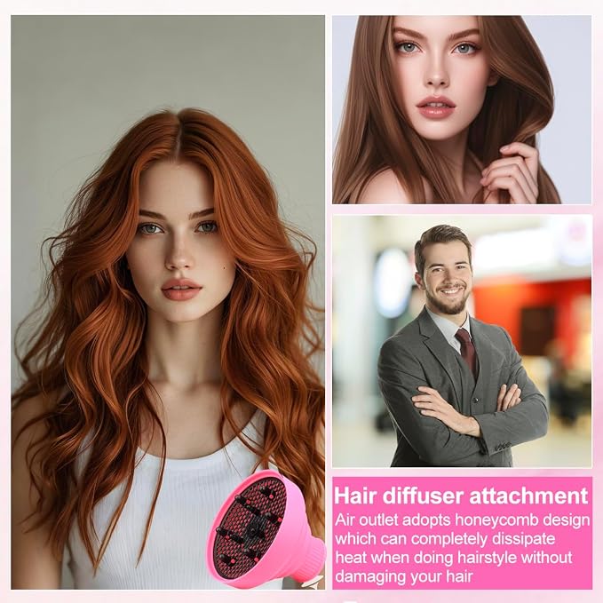 Collapsible Silicone Hair Dryer Diffuser, Travel Collapsible Portable Diffuser for Curly Hair Women, Airflow Attachment for Salon or Home Use, Fit Most Hair Dryers with Nozzle Diameter D-1.575 Inch