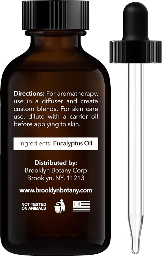 Brooklyn Botany Eucalyptus Essential Oil - 100% Pure and Natural - Premium Grade Oil with Dropper - for Aromatherapy and Diffuser - 1 Fl Oz