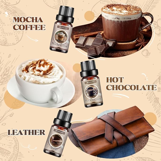Bakery Essential Oils Set, Gifts for Mom & Wife, Fragrance Oils for Diffusers,Candle & Soap Making,Aromatherapy Oil -,Chocolate, Coffee Cake, Coffee, Apple Pie,Brown Sugar, Leather Scents