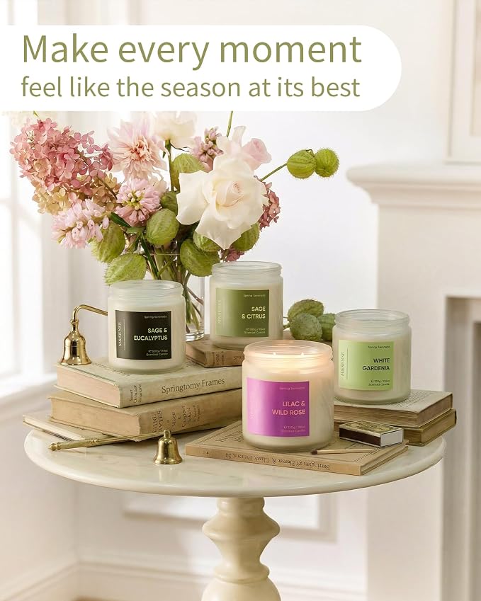 M&SENSE Eucalyptus Sage Scented Candle, 2-Wick, Natural Soy Wax, Non Toxic, 70-Hour Long Lasting Burn, 11.6oz, Spring Cleaning Candles, Fresh & Clean Scent for Home, Relaxation Gifts