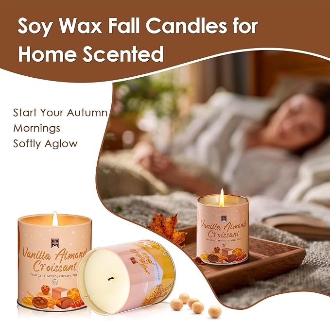 6Pack/54oz Non-Toxic Scented Candle Set, Fall Winter Candles, Decorative Holiday Candles for Women Men, 9oz Apple/Cinnamon/Pumpkin/Vinilla/Cocoa/Maple Soy Christmas Scented Candle for Holiday Gifts