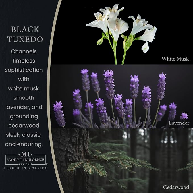 Manly Indulgence Black Tuxedo Scented Wax Melts, Wax Melt Warmer Cubes, Long Lasting Scented Wax Warmer Cubes, 4 Pack, 6 Cubes Each - Made in The USA