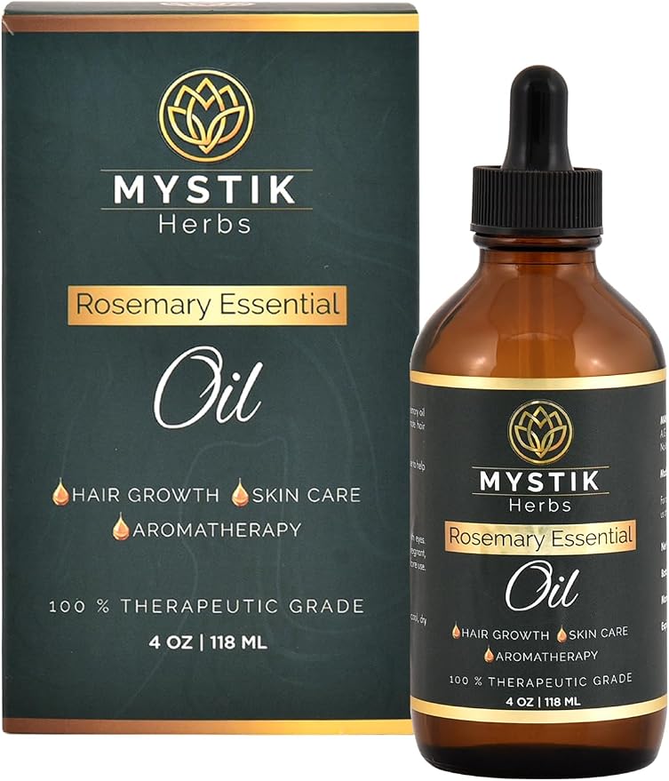Premium Rosemary Essential Oil for Hair & Scalp, 100% Pure Undiluted Rosemary Oil for Hair Care, Skin & Aromatherapy, 4 fl oz (118ml)