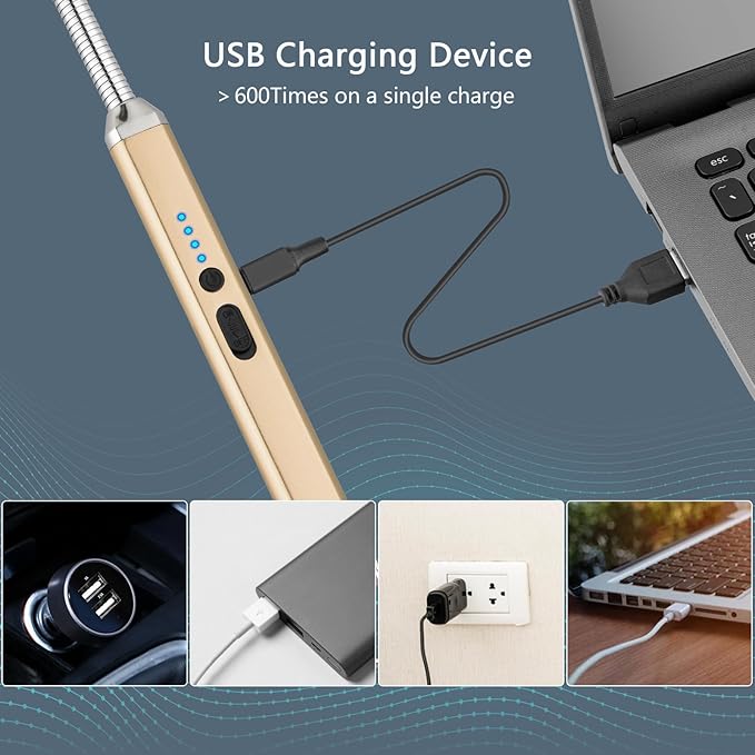 MEIRUBY Electric Candle Lighter, Valentine's Day Gifts for Women Mom Men Wife, USB Arc Rechargeable Windproof Long Lighter for Candle BBQ Birthday Housewarming Gift Idals