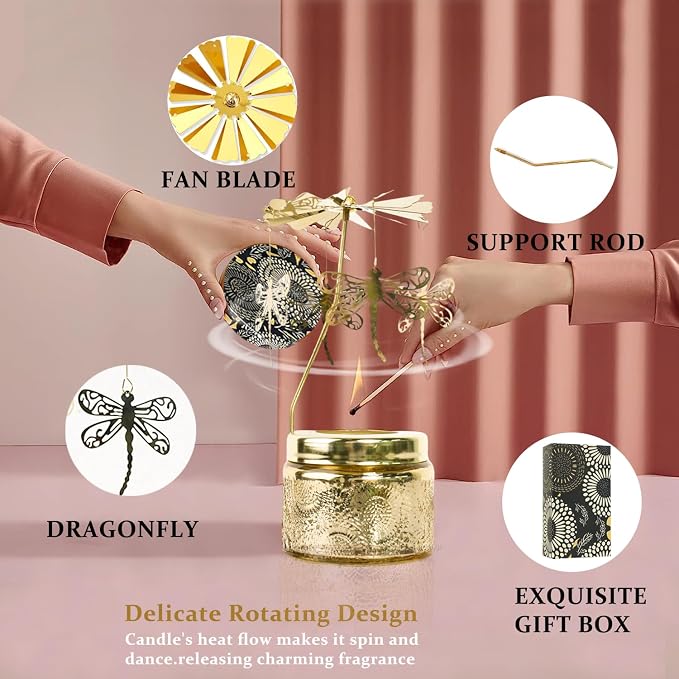 Dragonfly Candle Birthday Gifts for Best Friends,Rotating Scented Candles Funny Gifts for Women,Her, Wife,Home Decor,Scented Candle with Gift Box