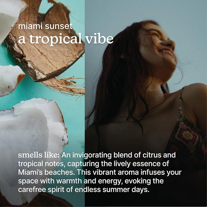 Homedics SereneScent Waterless Diffuser Oil Refill — Miami Sunset (120ml). Bright & Tropical Home Fragrance. Compatible with SereneScent Diffusers. Easy Twist Plug & Play