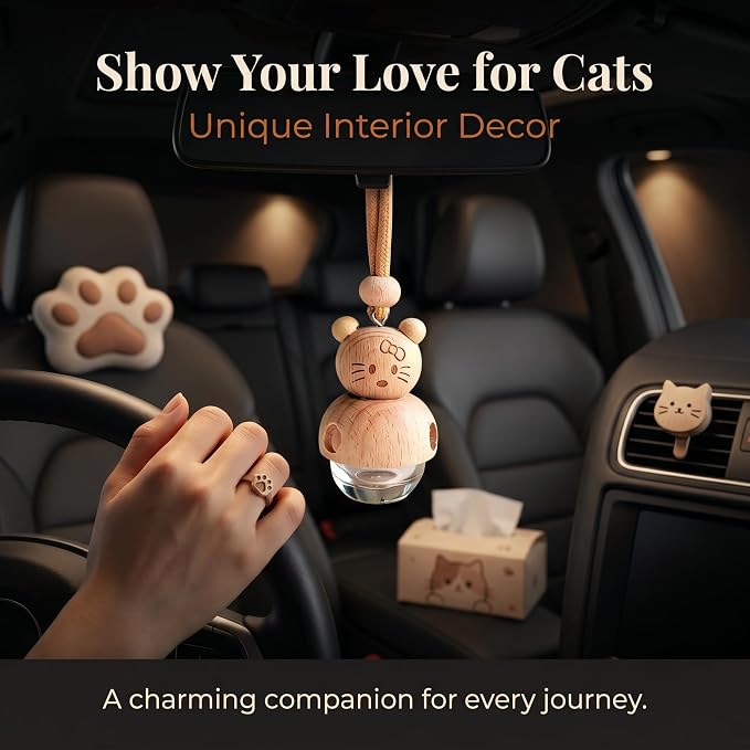 Car Air Freshener 2 Pack, Refillable Empty Glass Bottle Hanging Diffuser for Essential Oils, Car Fresheners DIY Scent, Car Accessories for Women & Men, Cute Aromatherapy Pendant Decor-A3