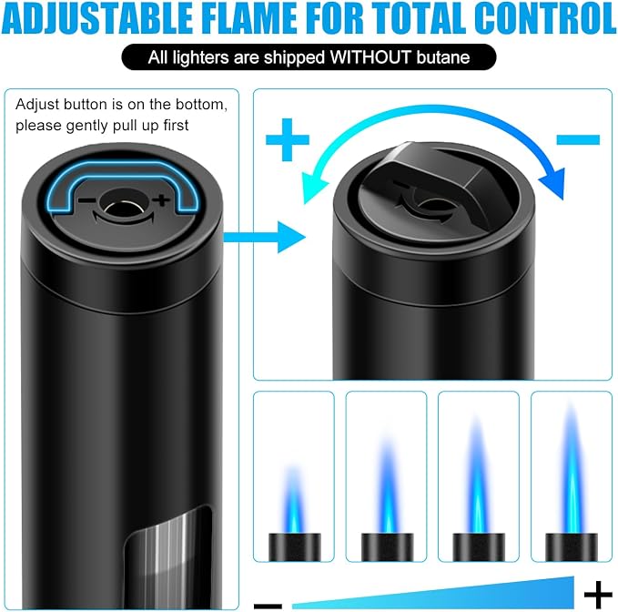 LcFun Torch Lighter Refillable Butane Lighters Long Stem with Flexible Neck and Visible Fuel Tank, Windproof Jet Flame Long Matches for Candles Grill Fireplace Kitchen Camping (Butane Not Included)