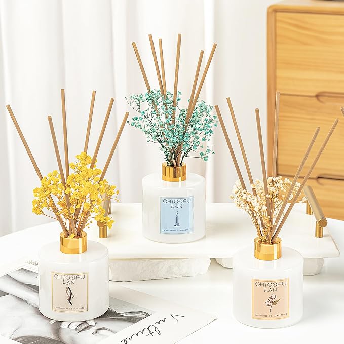 Reéd Diffuser,6.7 oz Natural Essential Scented Oil with Diffuser Sticks, Best for Bathroom Decor, Living Room Decor, Home & Office Decor, Aromatherapy Diffuser Oil Gift Set