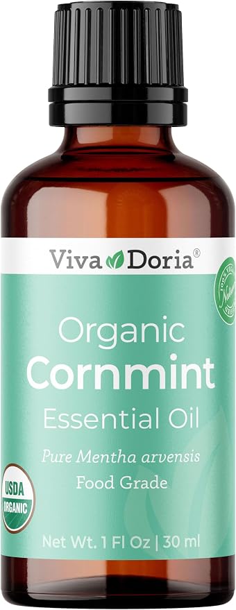 Viva Doria Cornmint Essential Oil, USDA Certified Organic Cornmint Oil, 100% Pure, Natural Essential Oil, Undiluted, for Aromatherapy | Food Grade, 30 mL (1 Fluid Ounce)