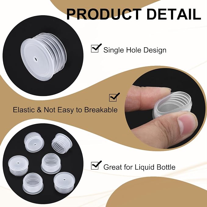 PATIKIL Bottle Adapter 0.94"/24mm Press in Plugs Clear 25Pcs, 0.12" Hole | for Oral Dispenser Liquid Oil Plastic Glass Bottles Stopper