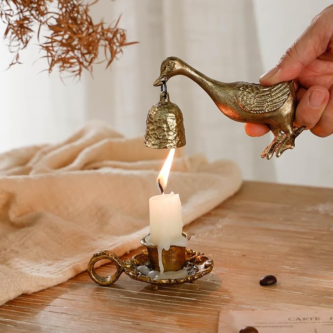 NIKKY HOME Gold Candle Snuffer, Vintage Duck Decor Candle Extinguisher, Decorative Metal Wick Flame Snuffer Accessory