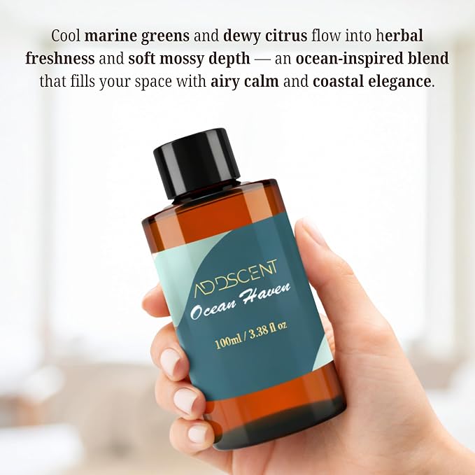 Ocean Haven Fragrance Oil 100ml for Diffuser, Fresh Coastal Air Inspired Scent for Bedroom Living Office Spa, Smooth Aquatic Aroma with Layered Notes Creating Clean Open Indoor Ambience