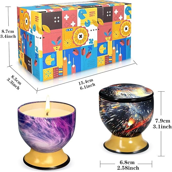 2 Packs -4 Ounces Household Aromatherapy Candles, Lemon, French Vanilla Natural Soy Candles, Portable tin can Candle Set, Suitable for Travel, spa, Bathing, Yoga, Home Decoration