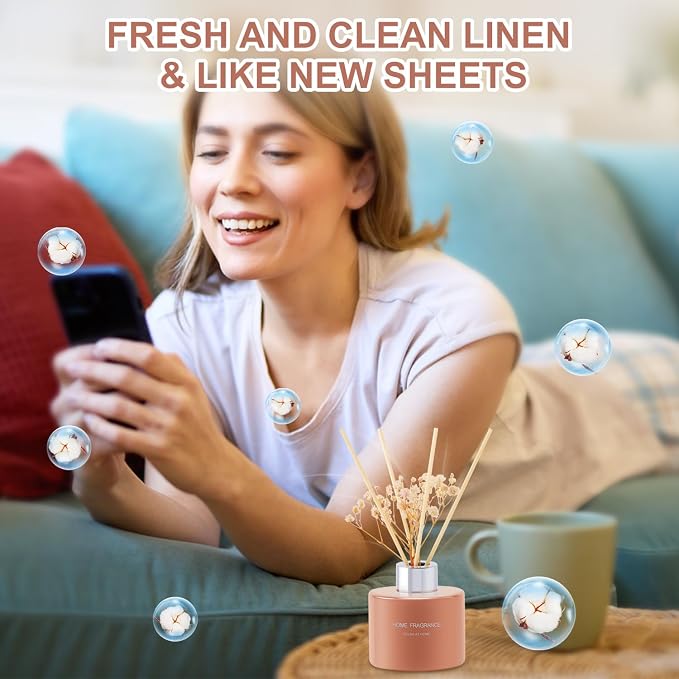 L'odeur Vill 3 Pcsk Reed Diffuser, 4.06 oz(120ml) Lavender/Linen/Vanilla, Scented Aromatherapy Diffuser with 12 Black Diffuser Sticks, Air Freshener for Home Bedroom Bathroom