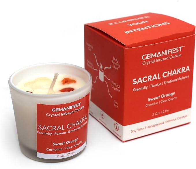 Sacral Chakra Candle with Carnelian Onyx Bracelet Orange Candle for Creativity Success and Balance Best Spiritual Meditation Gifts for Women Men Office Productivity Gifts