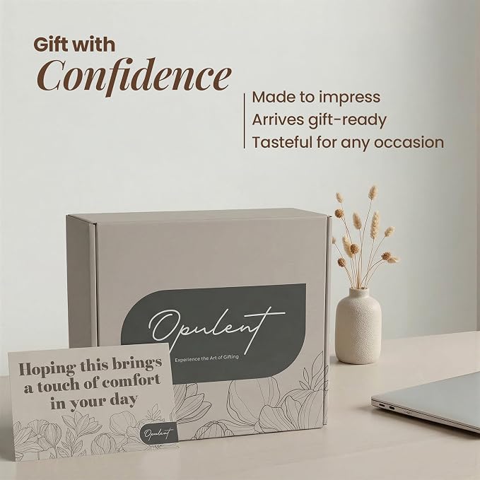 Opulent Luxury Self Care Gift Package for Women, 40oz Tumbler, Cozy Blanket | Gift-Ready Spa Set for Get Well, Thinking of You & Corporate Gifts for Employees & Clients - Candle, Bath Salts & Sleep Mask
