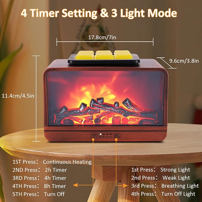 Wax Melt Warmer, Dynamic Flame Fireplace Wax Warmer Wax Melter for Scented Wax with Timer, Scentsy Wax Warmer Fragrance Oil Burner Wax Burner for Home Decor for Mama