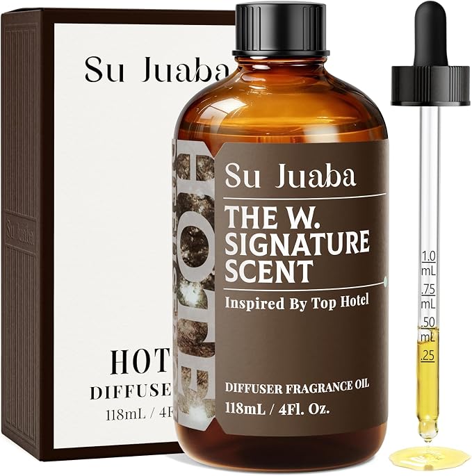 SU JUABA Hotel Diffuser Oil - Inspired by W Hotels - Neroli Guaiac Wood Leather Fragrance Oil for Aromatherapy Diffuser & DIY, Luxury Lifestyle for Home & Car, 4Fl Oz