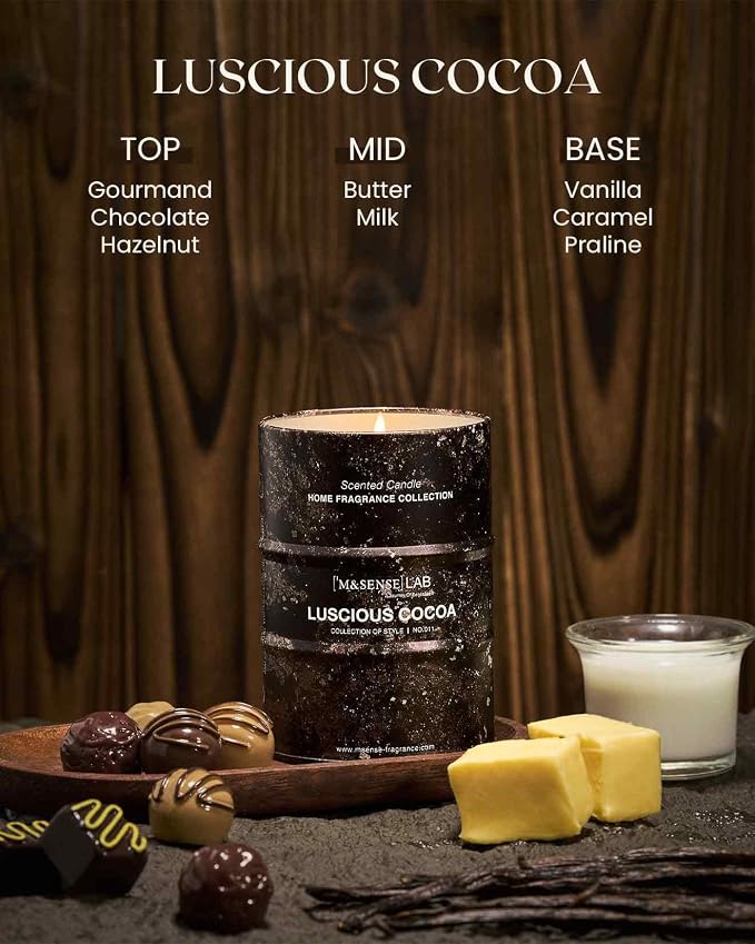 M&SENSE Luscious Cocoa Scented Candles,11.3OZ | Christmas Decor, Natural Non Toxic, Aromatherapy for Stress Relief Meditation, 11.3oz, 70 Hour Burn Time