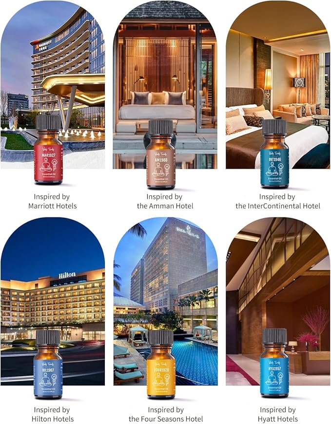 Hotel Scent Diffuser Oil Set, Luxury Hotel Fragrance Oils Collection, VEDA TINDA SCENT Waterless Diffuser Refills, Premium Aromatherapy Essential Oil Air Freshener for Home