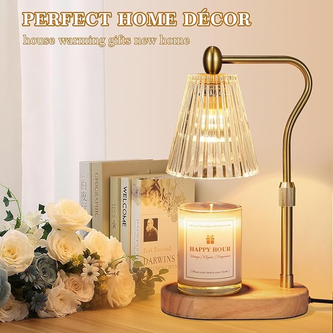 Imenlox Candle Warmer Lamp, Remote Control, with Timer and Dimmer, Adjustable Height, Christmas Birthday Gifts for Women Mom, House Warming Gifts New Home Decor, Wax Warmer for Jar Candles (Amber RC)