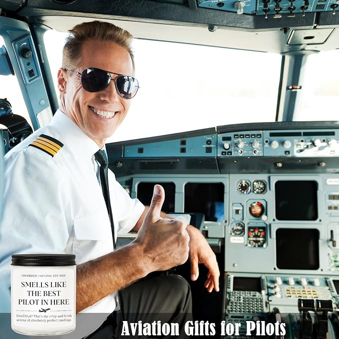 Pilot Gifts for Men & Women - Funny Aviation Gifts, Scented Candle for Flight School Graduation, Student Pilot, Retirement, Unique Airplane Decor for Dad, Boyfriend, New Aviator